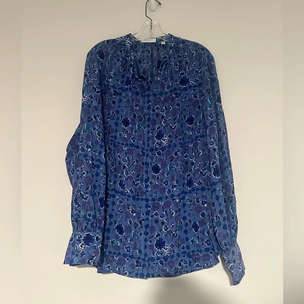 Equipment Blue Floral Silk Blouse - Picture 1 of 6